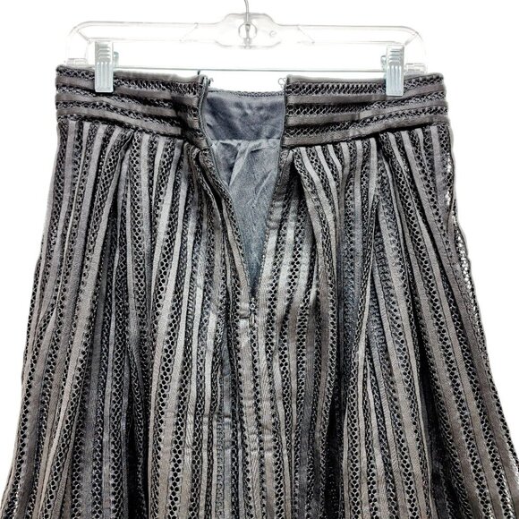 Black Mesh Striped A-Line Skirt By Haute Monde Size L Womens Elegant Mid-Length - Picture 9 of 12